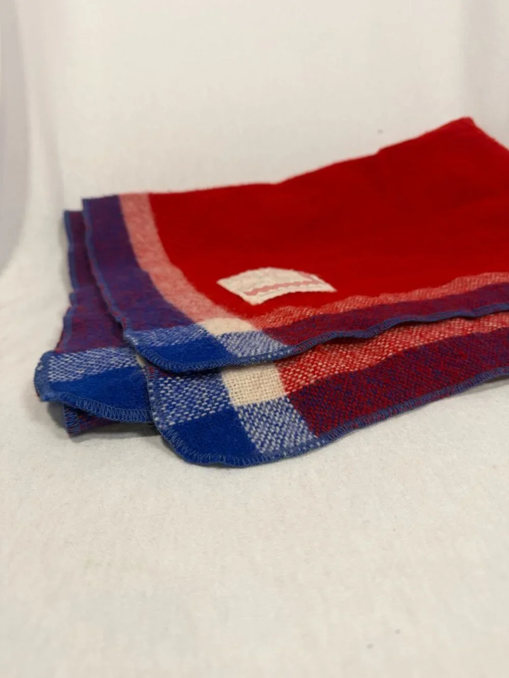 Faribault Woolen Mill Navajo Wool Blanket Set 2 Red Plaid Throw Vintage Stadium